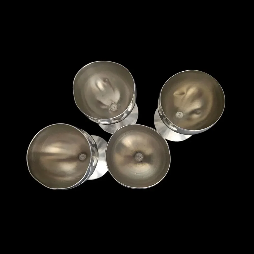 Set of 4 Metawa Holland Real Pewter Goblets Wine Cups Vintage Stemware